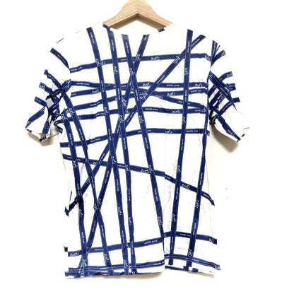 Hermes Short Sleeve T-Shirt Size S Women's - White and Navy Crew Neck with