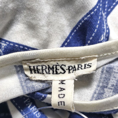 Hermes Short Sleeve T-Shirt Size S Women's - White and Navy Crew Neck with