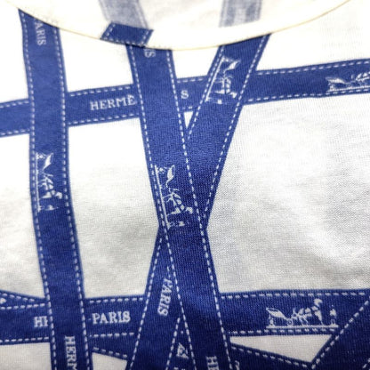 Hermes Short Sleeve T-Shirt Size S Women's - White and Navy Crew Neck with