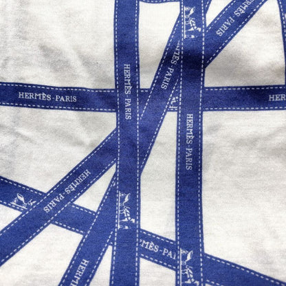 Hermes Short Sleeve T-Shirt Size S Women's - White and Navy Crew Neck with