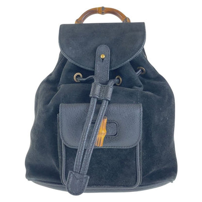 Gucci Vintage Bamboo Black Gold Hardware Suede 003 2852 0030 0 Backpack Daypack