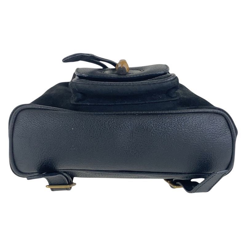 Gucci Vintage Bamboo Black Gold Hardware Suede 003 2852 0030 0 Backpack Daypack