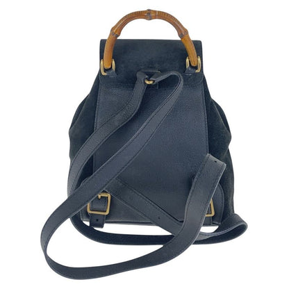 Gucci Vintage Bamboo Black Gold Hardware Suede 003 2852 0030 0 Backpack Daypack