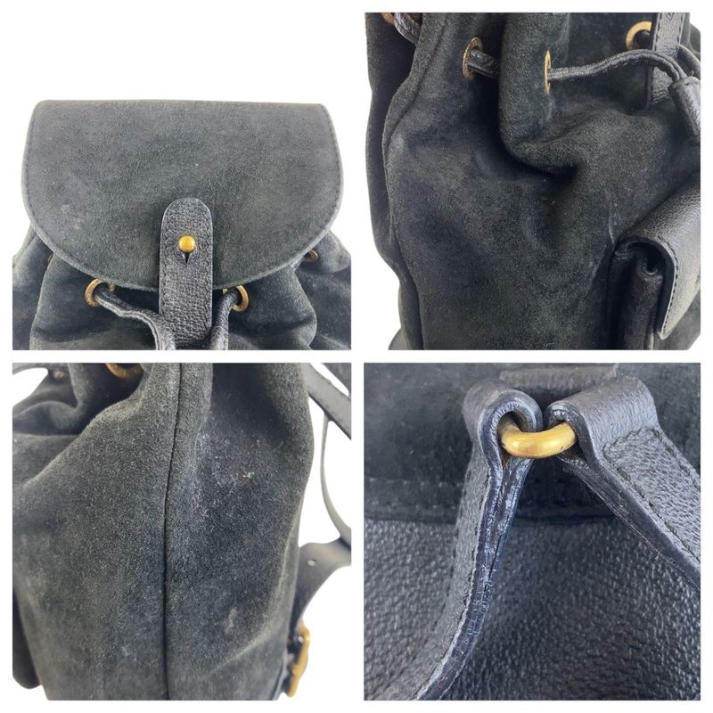 Gucci Vintage Bamboo Black Gold Hardware Suede 003 2852 0030 0 Backpack Daypack