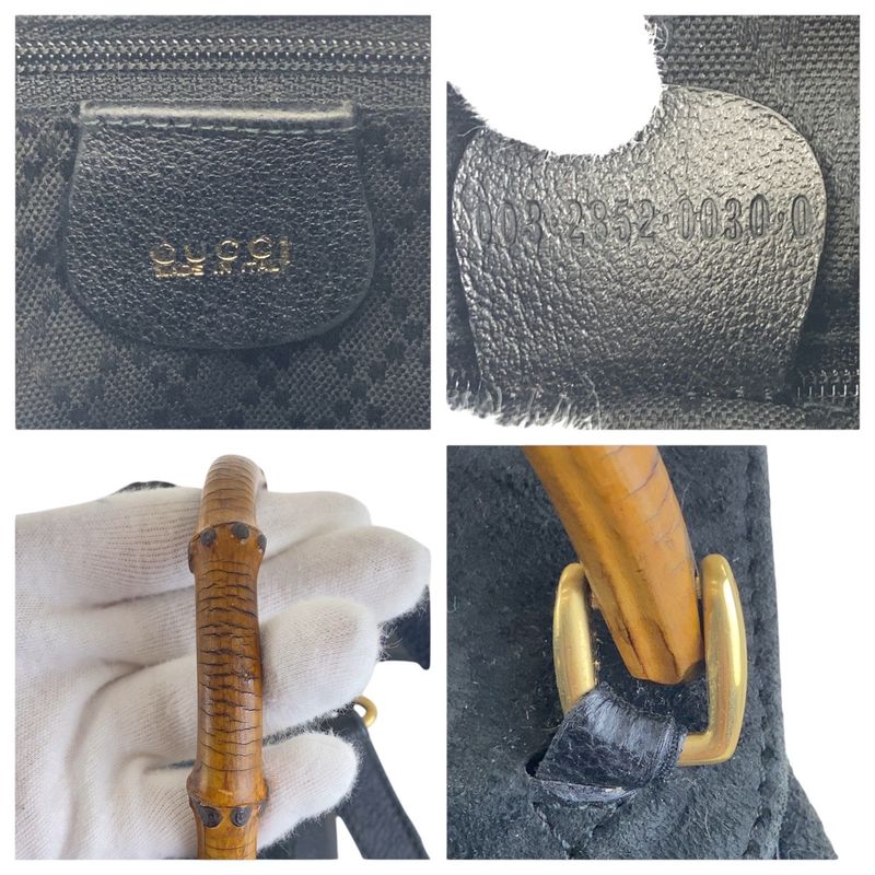 Gucci Vintage Bamboo Black Gold Hardware Suede 003 2852 0030 0 Backpack Daypack