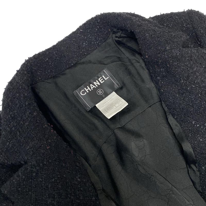 Chanel Jacket Size 40 M Women - P24331 Black Long Sleeve Tweed Fall Winter Wool
