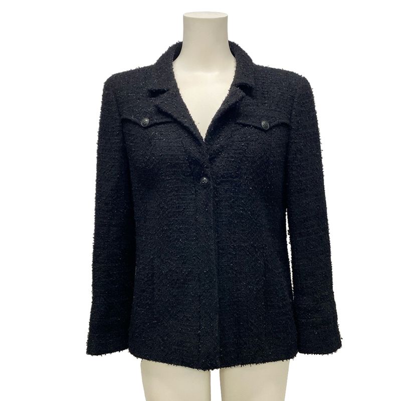 Chanel Jacket Size 40 M Women - P24331 Black Long Sleeve Tweed Fall Winter Wool
