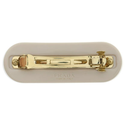Prada Hair Clip F03vz Hair Clip Logo Rhinestone Ivory