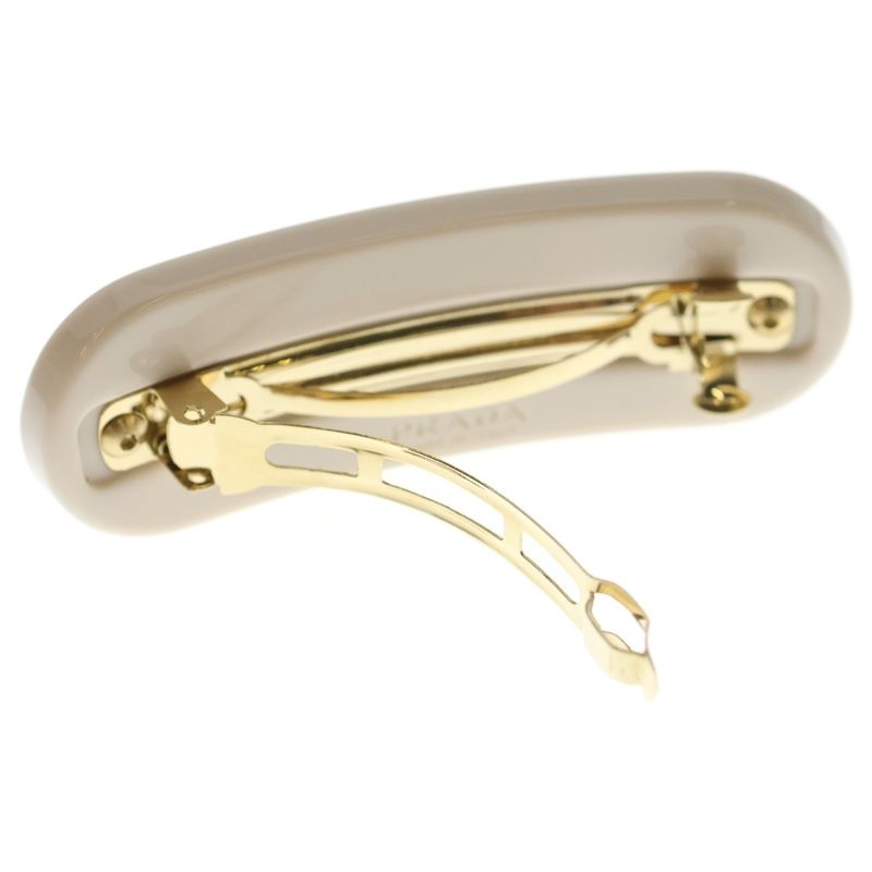 Prada Hair Clip F03vz Hair Clip Logo Rhinestone Ivory