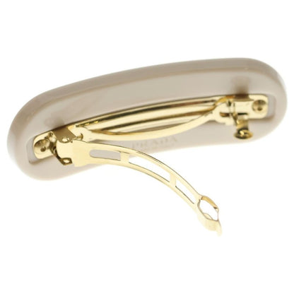 Prada Hair Clip F03vz Hair Clip Logo Rhinestone Ivory