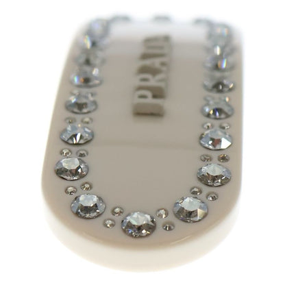 Prada Hair Clip F03vz Hair Clip Logo Rhinestone Ivory