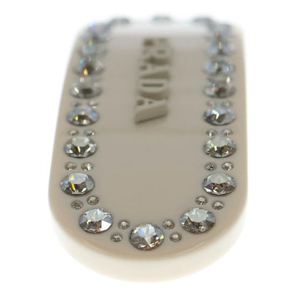 Prada Hair Clip F03vz Hair Clip Logo Rhinestone Ivory