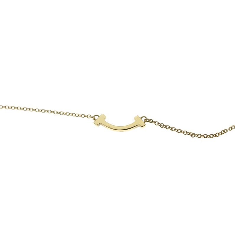 Tiffany & Co T-Smile Mini Necklace Au750 18k Yg Yellow Gold Pendant