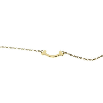 Tiffany & Co T-Smile Mini Necklace Au750 18k Yg Yellow Gold Pendant
