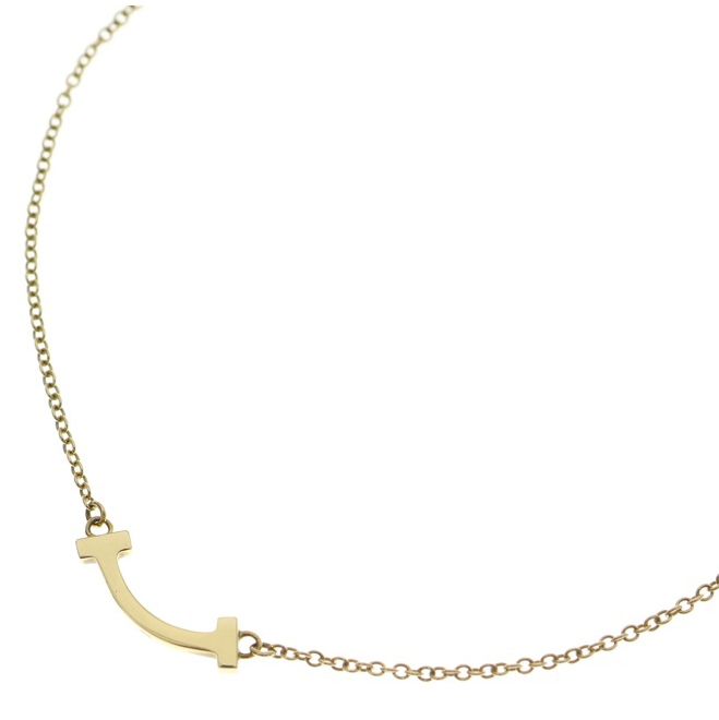 Tiffany & Co T-Smile Mini Necklace Au750 18k Yg Yellow Gold Pendant