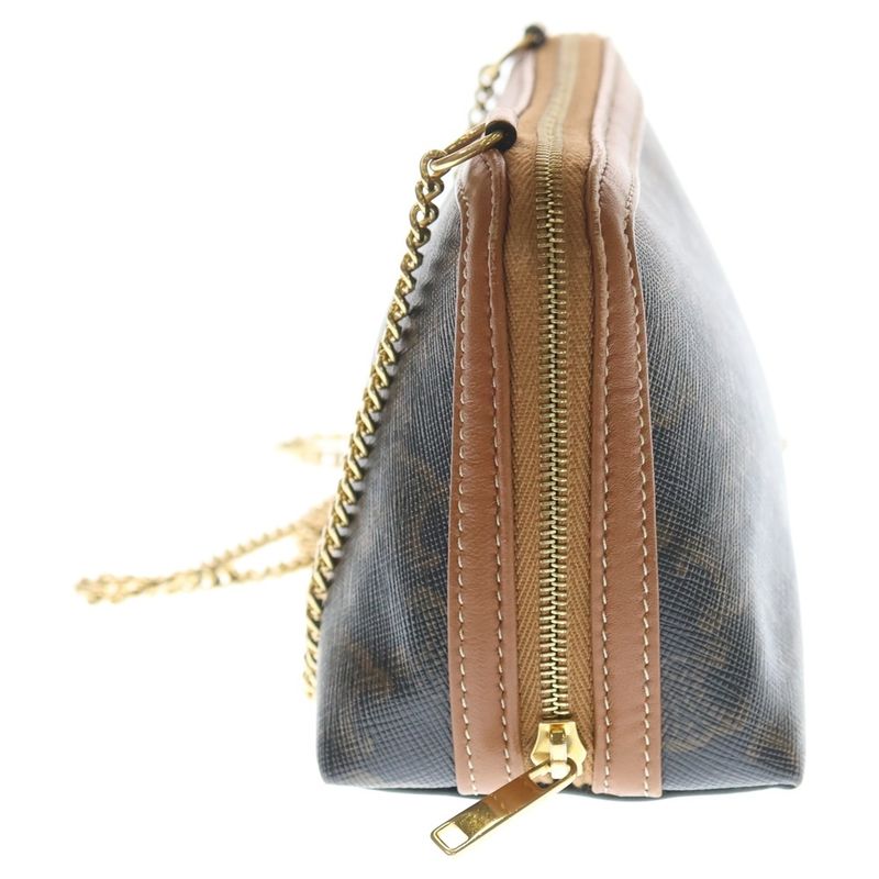 Celine Chain Clutch Triomphe Canvas and Lambskin Shoulder Bag Brown 10e382cbx.04