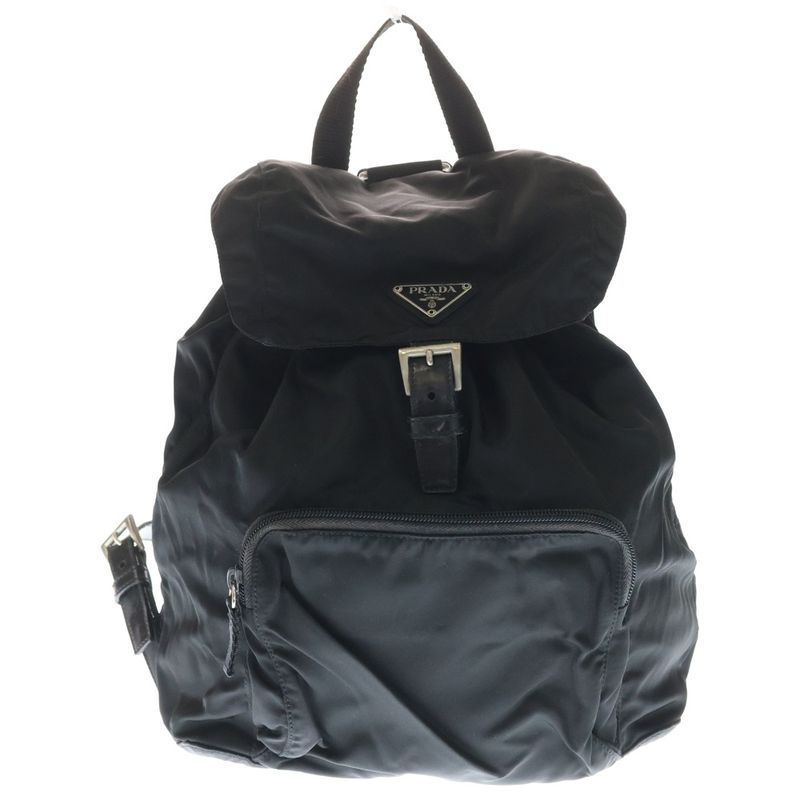 Prada Triangle Logo Triangle Plate Tessuto Nylon Backpack Sac Backpack Black