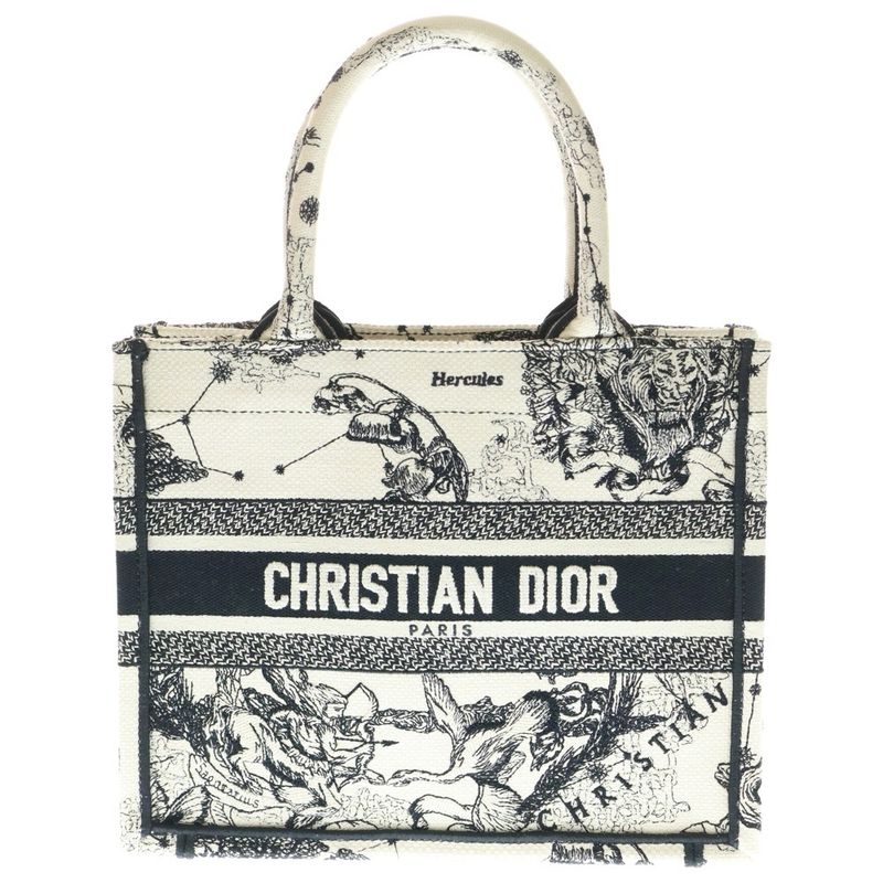 Christian Dior Book Tote Small Toile de Jouy Zodiac Embroidered Handbag Mini