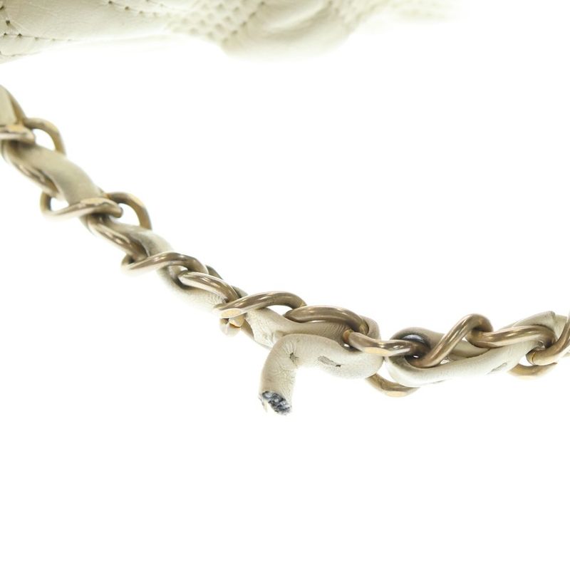 Chanel Coco Mark Embroidery Leather Flap Bag Shoulder Bag White Gdhardware