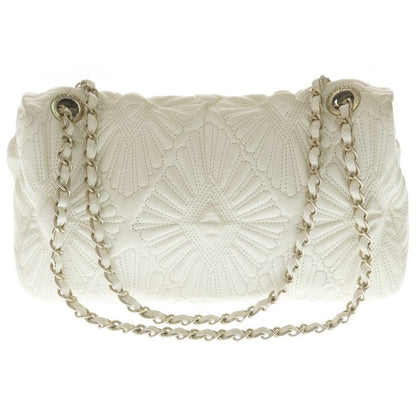 Chanel Coco Mark Embroidery Leather Flap Bag Shoulder Bag White Gdhardware