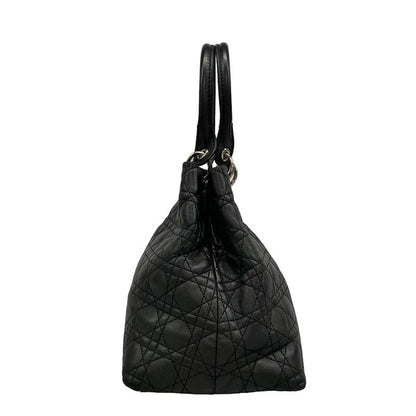 Dior Christian Dior Tote Bag Canage Stitch Black Silver Hardware Lambskin