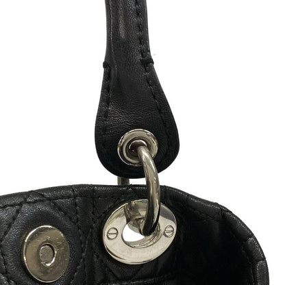 Dior Christian Dior Tote Bag Canage Stitch Black Silver Hardware Lambskin