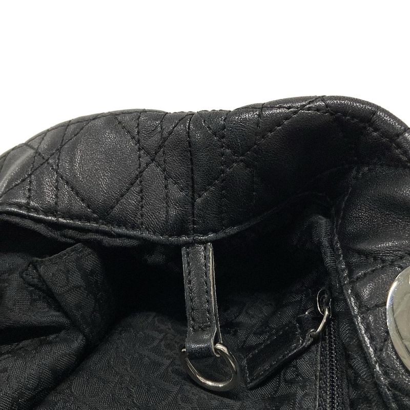 Dior Christian Dior Tote Bag Canage Stitch Black Silver Hardware Lambskin