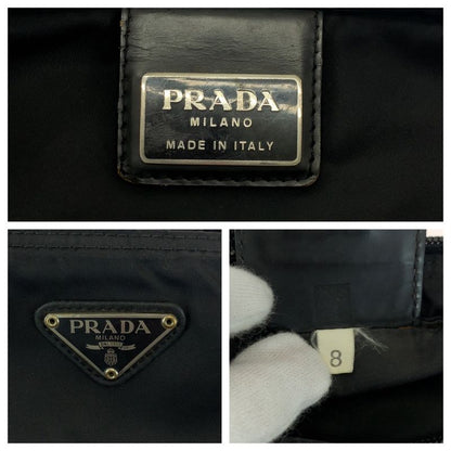 Prada Tessuto Triangle Logo Plate Black Silver Hardware Nylon Shoulder Bag
