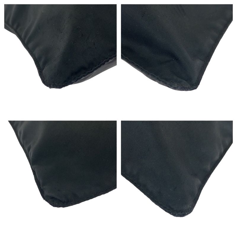 Prada Tessuto Triangle Logo Plate Black Silver Hardware Nylon Shoulder Bag