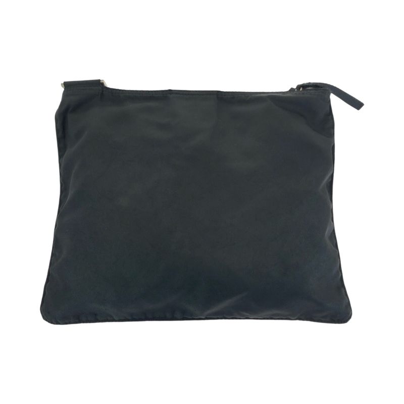 Prada Tessuto Triangle Logo Plate Black Silver Hardware Nylon Shoulder Bag