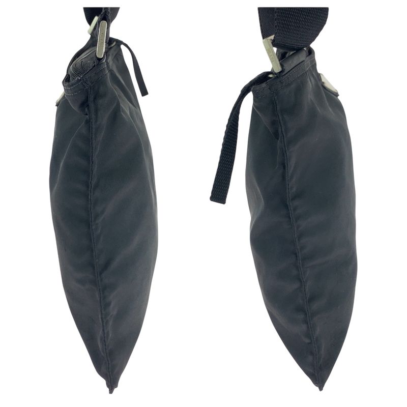 Prada Tessuto Triangle Logo Plate Black Silver Hardware Nylon Shoulder Bag