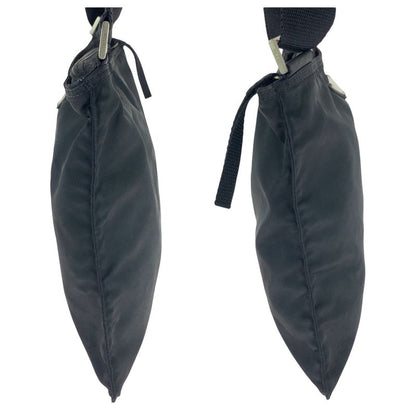 Prada Tessuto Triangle Logo Plate Black Silver Hardware Nylon Shoulder Bag