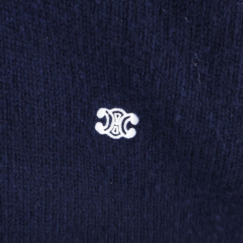 Celine Triomphe Embroidered Crewneck Sweater Knit Navy 2ac85048t