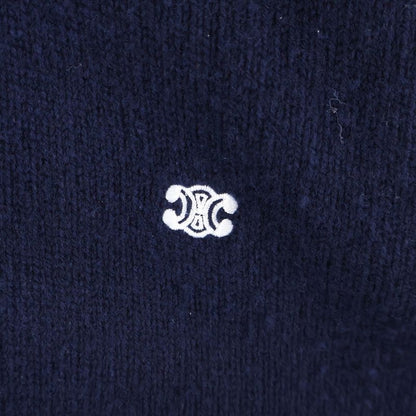 Celine Triomphe Embroidered Crewneck Sweater Knit Navy 2ac85048t