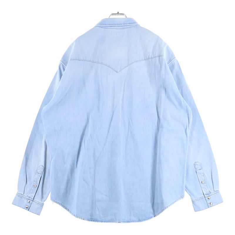 Celine Western Shirt in Faded Summer Wash Denim 2t303361u.08yk Western Denim