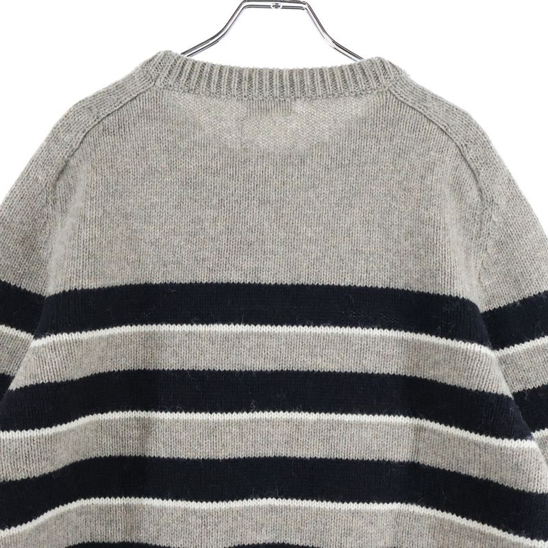 Celine 23aw Triomphe Embroidered Striped Crew Neck Knit Sweater Long Sleeve