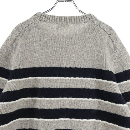 Celine 23aw Triomphe Embroidered Striped Crew Neck Knit Sweater Long Sleeve