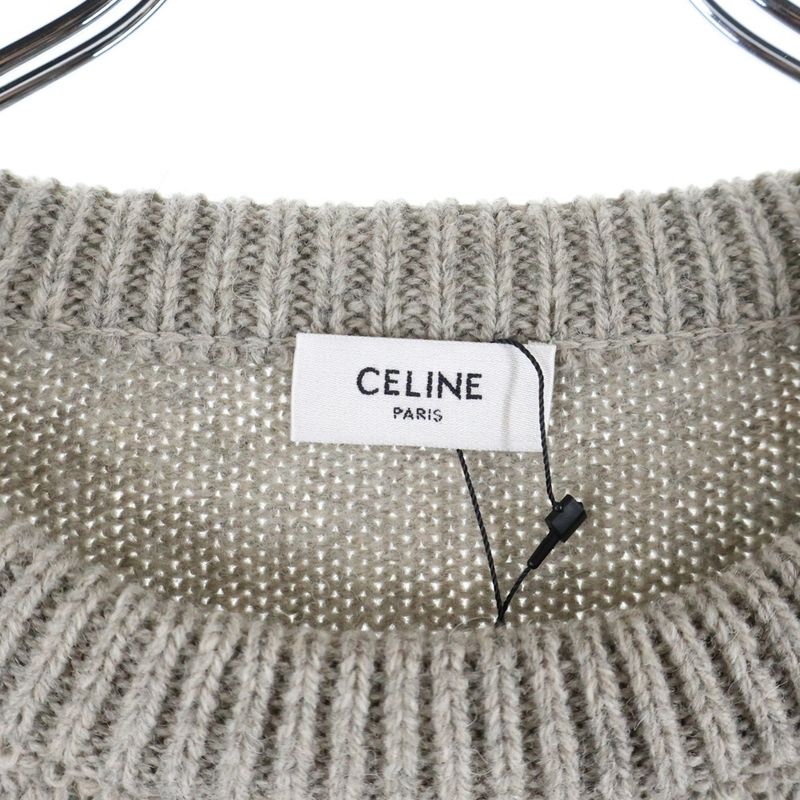 Celine 23aw Triomphe Embroidered Striped Crew Neck Knit Sweater Long Sleeve