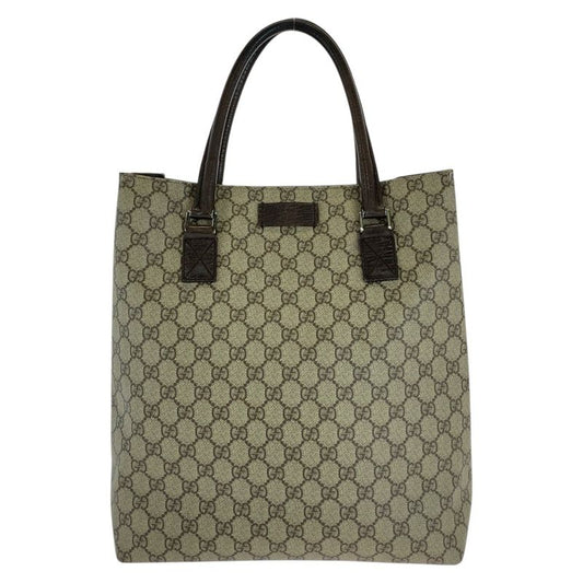 Gucci Beige Brown GG Supreme Canvas Leather 131220 Tote Bag Shoulder Bag Women