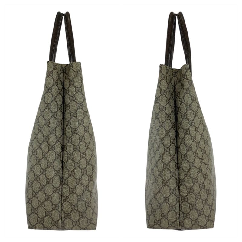 Gucci Beige Brown GG Supreme Canvas Leather 131220 Tote Bag Shoulder Bag Women