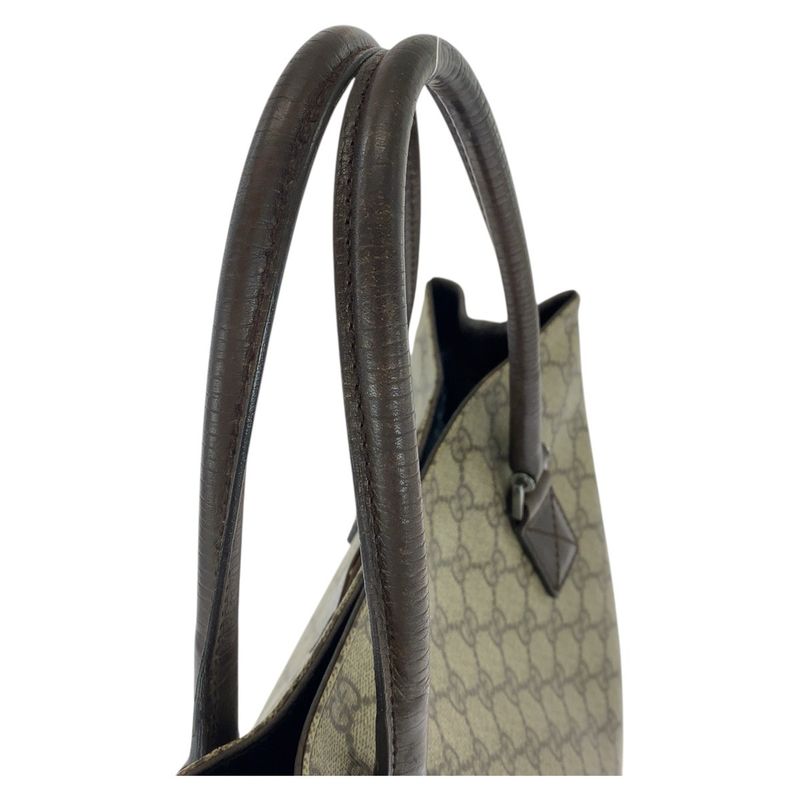 Gucci Beige Brown GG Supreme Canvas Leather 131220 Tote Bag Shoulder Bag Women