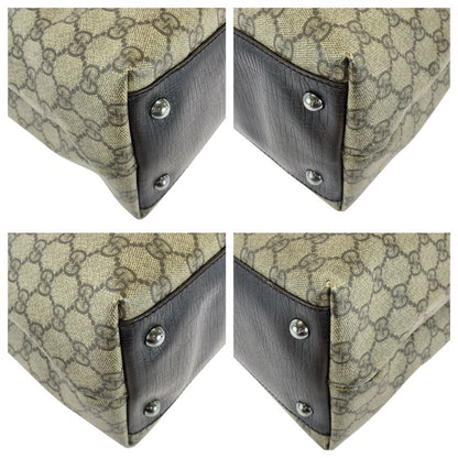 Gucci Beige Brown GG Supreme Canvas Leather 131220 Tote Bag Shoulder Bag Women