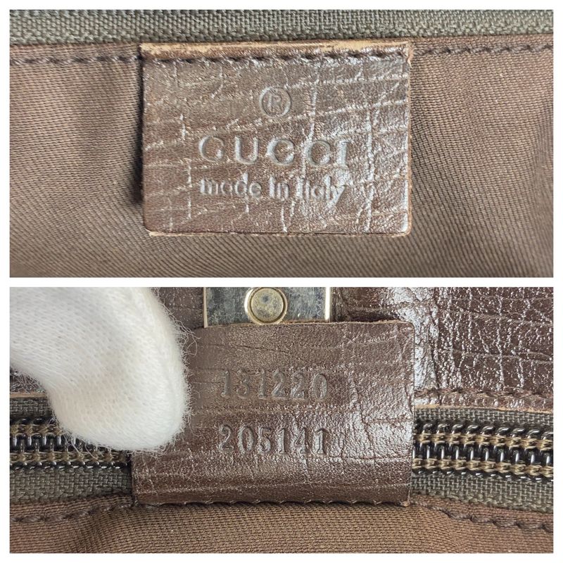 Gucci Beige Brown GG Supreme Canvas Leather 131220 Tote Bag Shoulder Bag Women