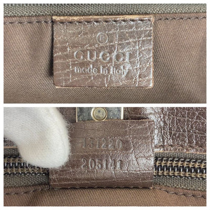 Gucci Beige Brown GG Supreme Canvas Leather 131220 Tote Bag Shoulder Bag Women