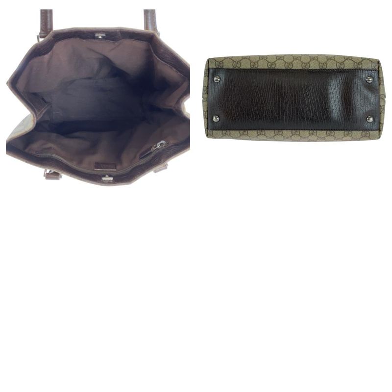 Gucci Beige Brown GG Supreme Canvas Leather 131220 Tote Bag Shoulder Bag Women