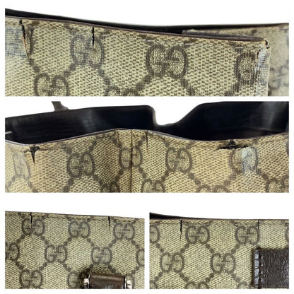 Gucci Beige Brown GG Supreme Canvas Leather 131220 Tote Bag Shoulder Bag Women