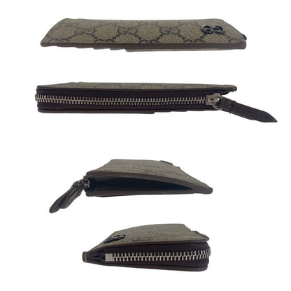 Gucci GG Detail Beige Brown GG Supreme Canvas 295233 2184 Card Case Coin Case