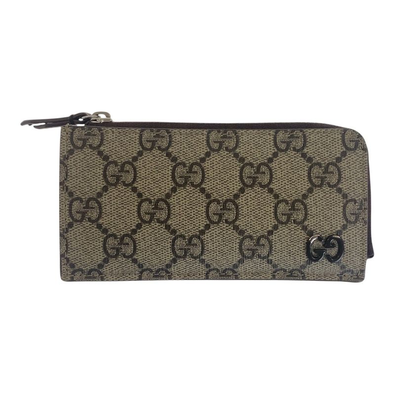 Gucci GG Detail Beige Brown GG Supreme Canvas 295233 2184 Card Case Coin Case