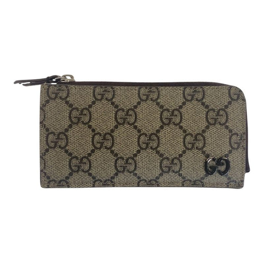 Gucci GG Detail Beige Brown GG Supreme Canvas 295233 2184 Card Case Coin Case