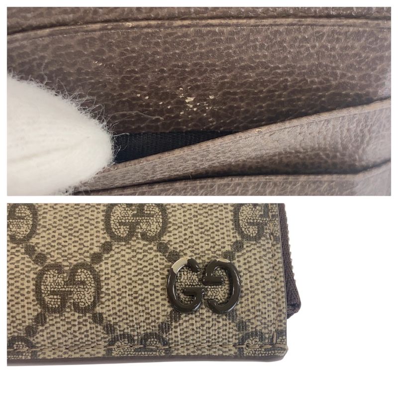 Gucci GG Detail Beige Brown GG Supreme Canvas 295233 2184 Card Case Coin Case